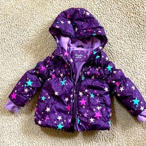 Cherokee Toddler Girls Cherokee Snow Puffer Jacket Purple with Stars Size 2T